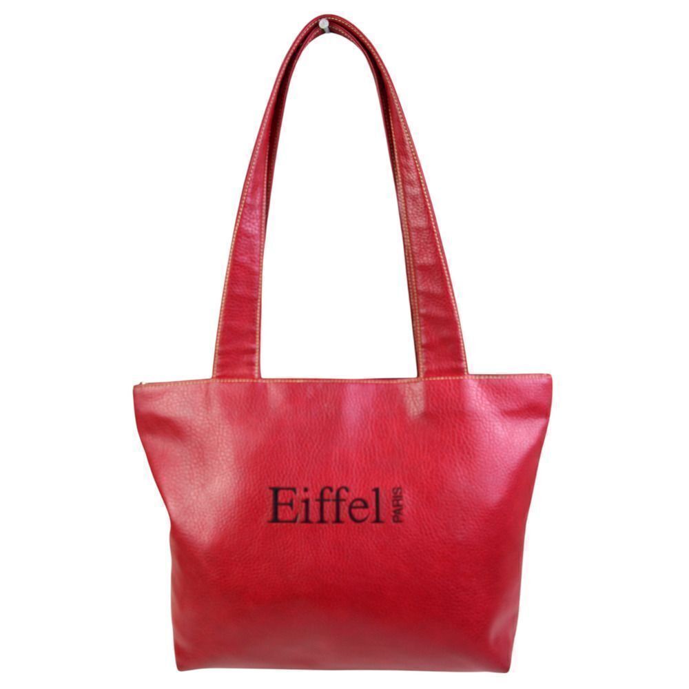 ROOMY La Tour Eiffel RED GENUINE LEATHER LOGO SHOULDER BAG HANDBAG TOTE PURSE